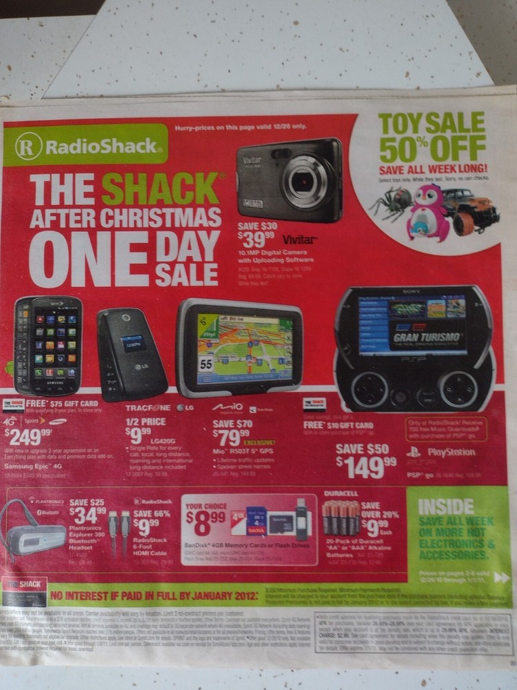Vintage Radio Shack Newspaper Insert After Christmas Sale Dec 2010, HP, Sony-image