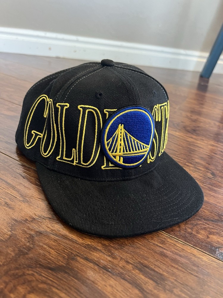 Golden State Warriors Mitchell & Ness Black Snapback Hat Big Font Bridge Logo