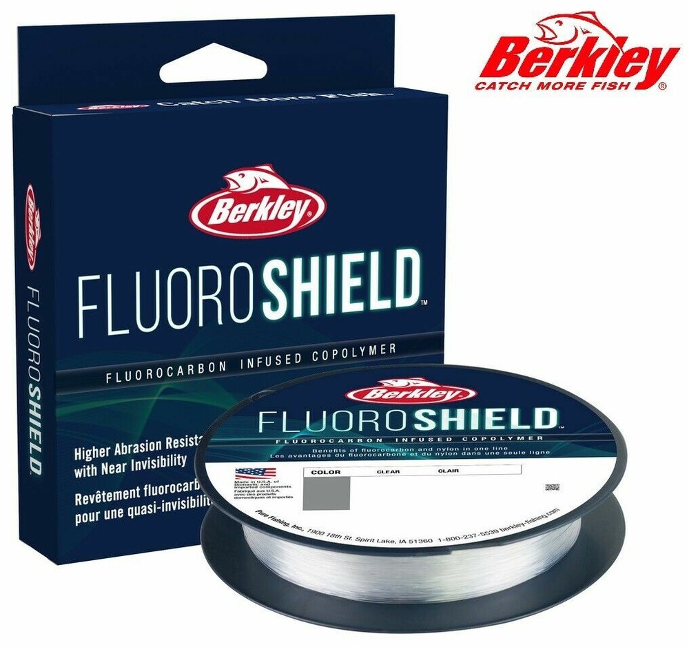 Línea de pesca con copolímero infundido de fluorocarbono Berkley FluoroShield 300 yardas transparente NUEVA