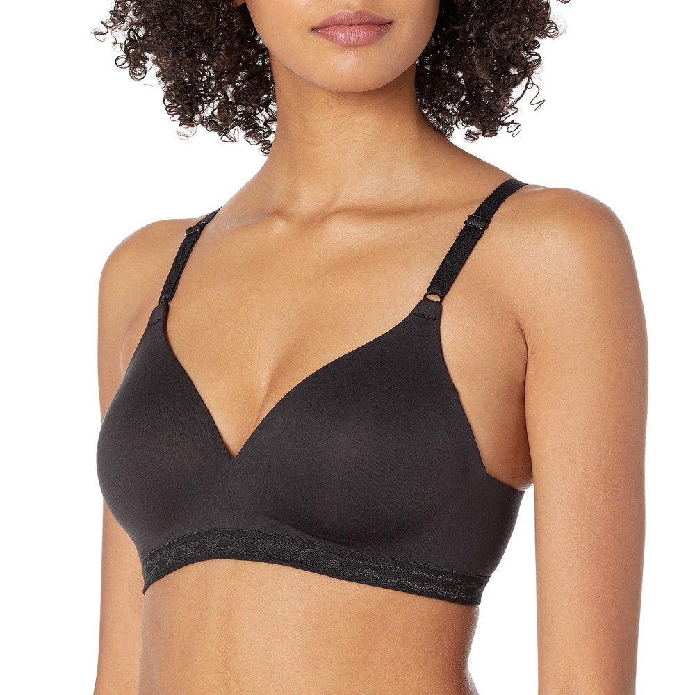 Warner Womens Cloud 9 Comfort Bra Lightly Lined Rich Black 34A Wireless