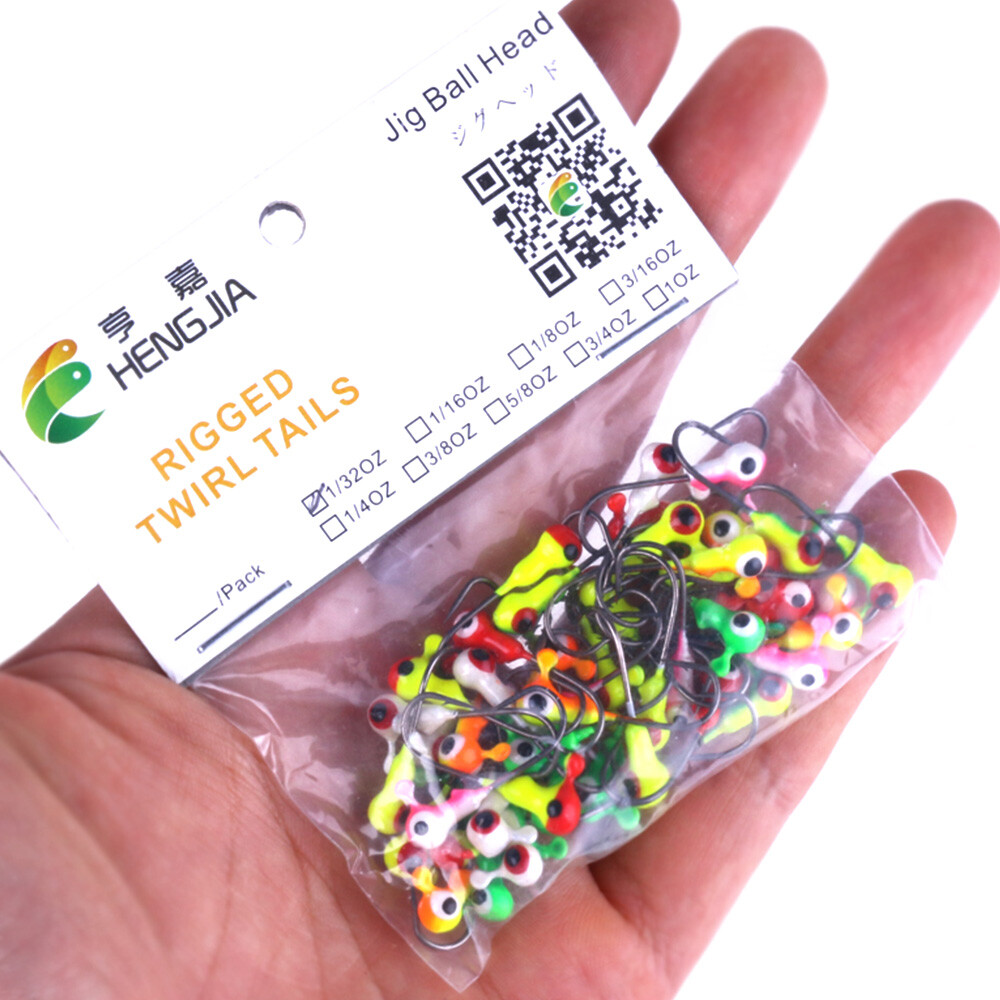 50PCS/Pack 1/32oz 2cm Lead Jig Heads Fishing Hooks Crappie Lure Bait Tackle Jigs