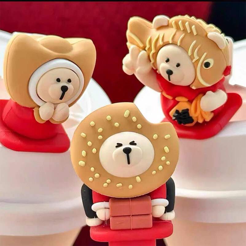 Starbucks China 2025 New Year Koi Fight Pray Stoppers Set of 3