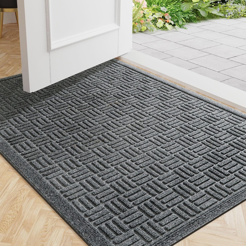 Non-Slip Indoor Outdoor Welcome Door Mat with Dirt Trapping Design