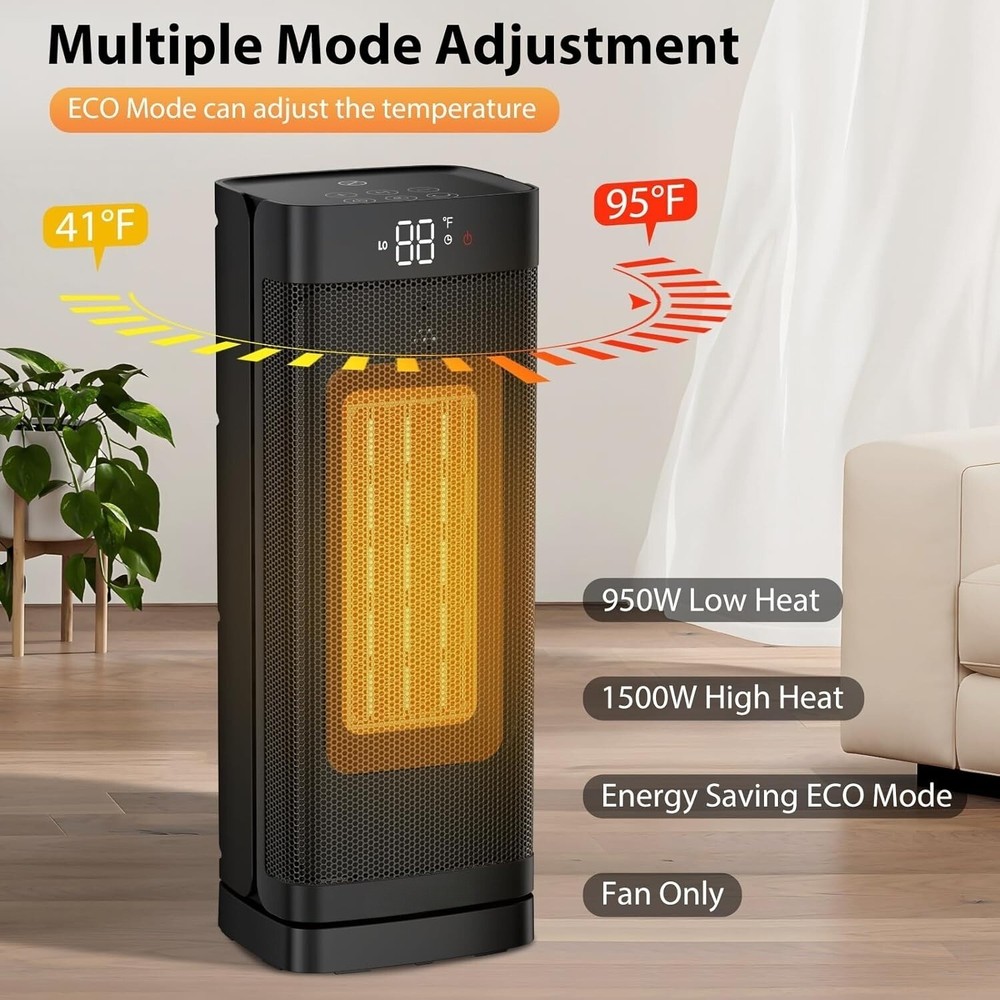 Space Heater Electric Tower Heater Adjustable Thermostat Timer Remote Control