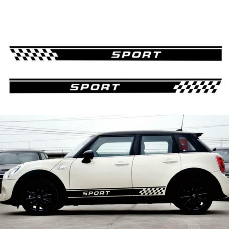 2x Car Universal Side Body Decal Sticker Sport Logo Skirt Long Stripe Decoration
