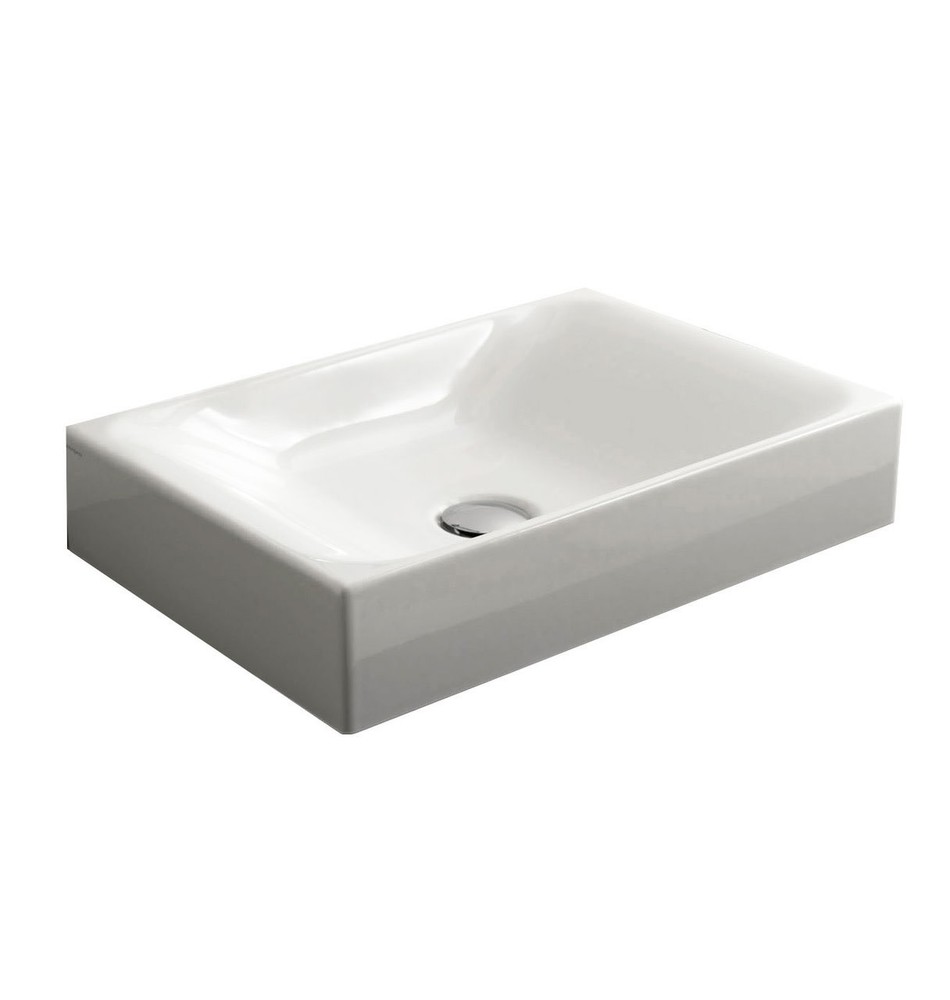 WS Bath Collections Cento 3555 White Ceramic Vessel Sink 19-11/16 Inch