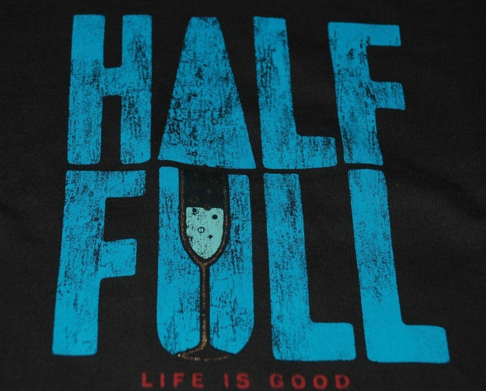 XL NWT Women's Life is Good Half Full Champagne New Years Black LS Crusher Vee-image