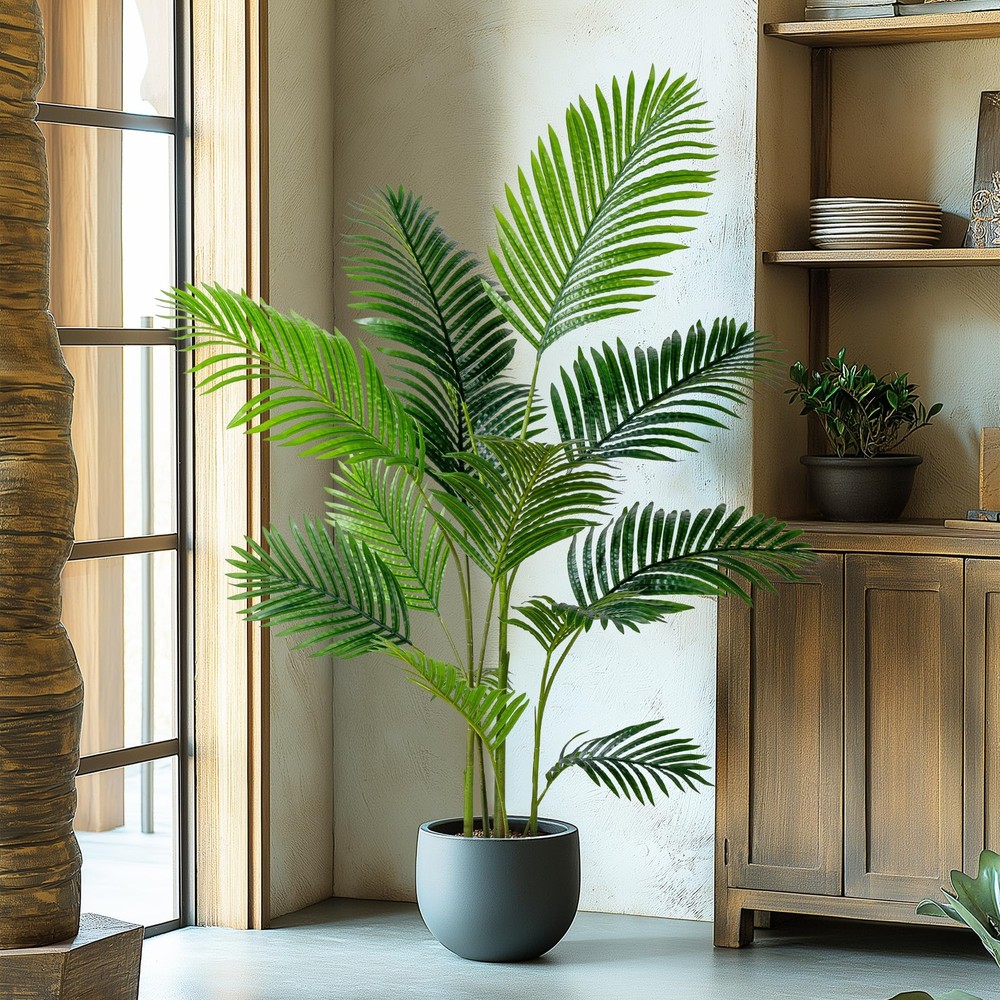 5FT Lifelike Artificial Areca Palm Tree Faux Tropical Floor Plant