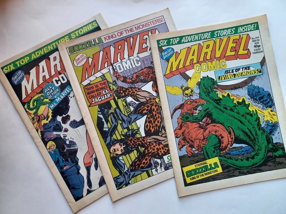 Marvel UK Comics 1979 Bundle - Godzilla & Ms. Marvel Issues 342-344