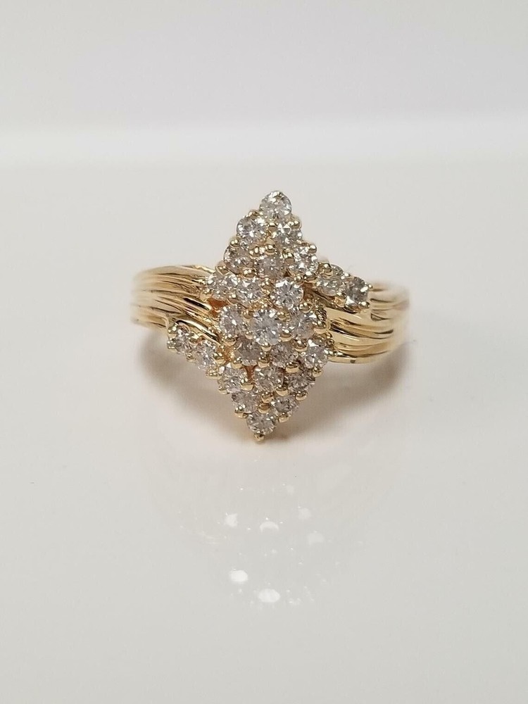 Cluster Wedding Ring 2Ct Round Cut Simulated Diamond In 14K Yellow Gold Plated