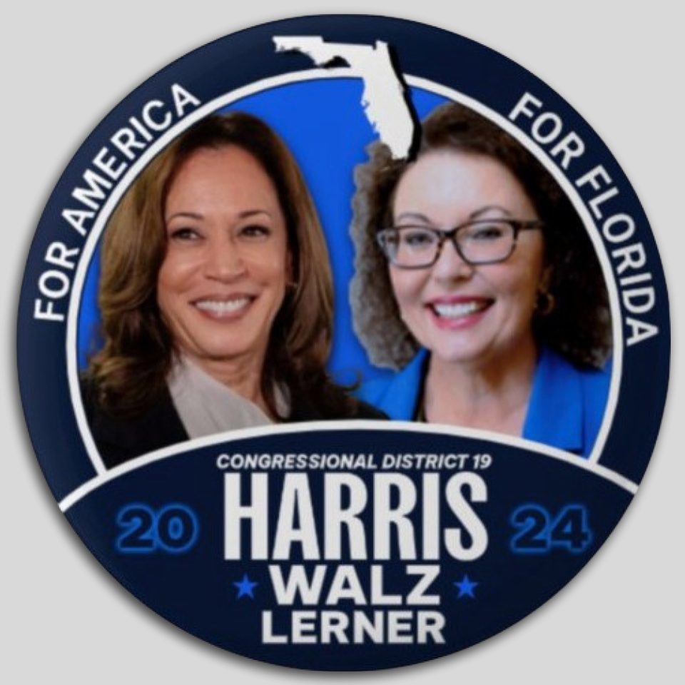 Kamala Harris Kari Lerner Congress Pin Button Jugate Florida Democrat Pres
