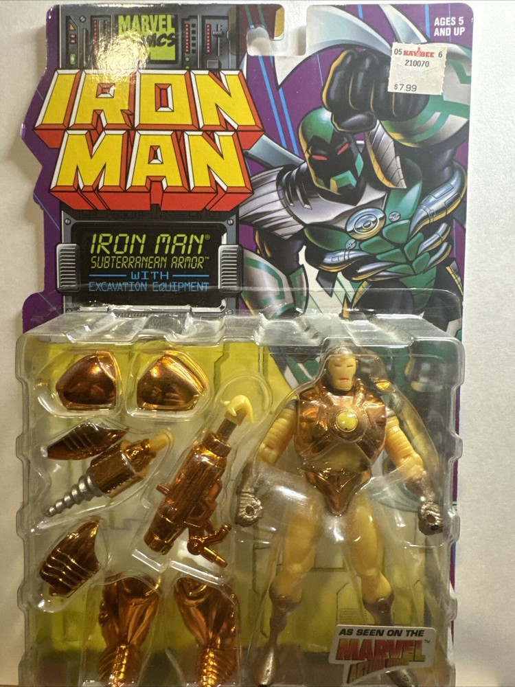 1996 Toy Biz Marvel Comics Iron Man Subterranean Armor with Excavation Equipment