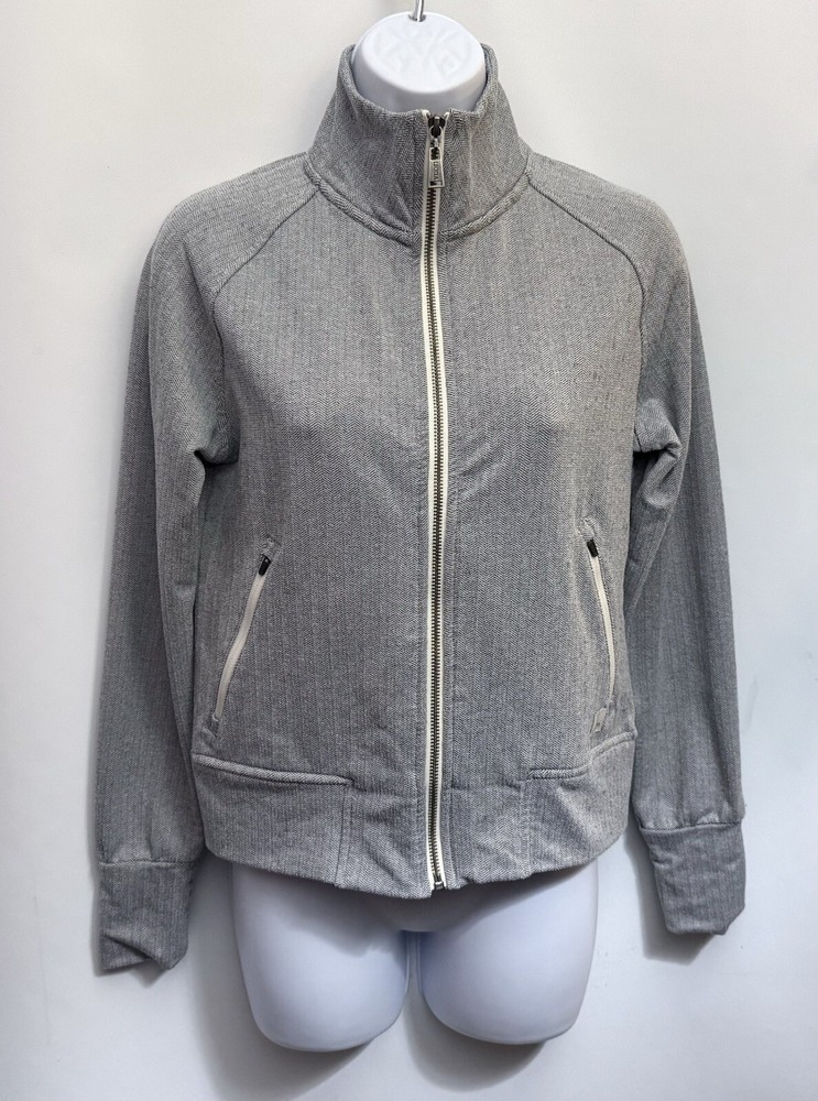 VUORI Womens XS Gray Herringbone Zip-Up Stretch Jacket