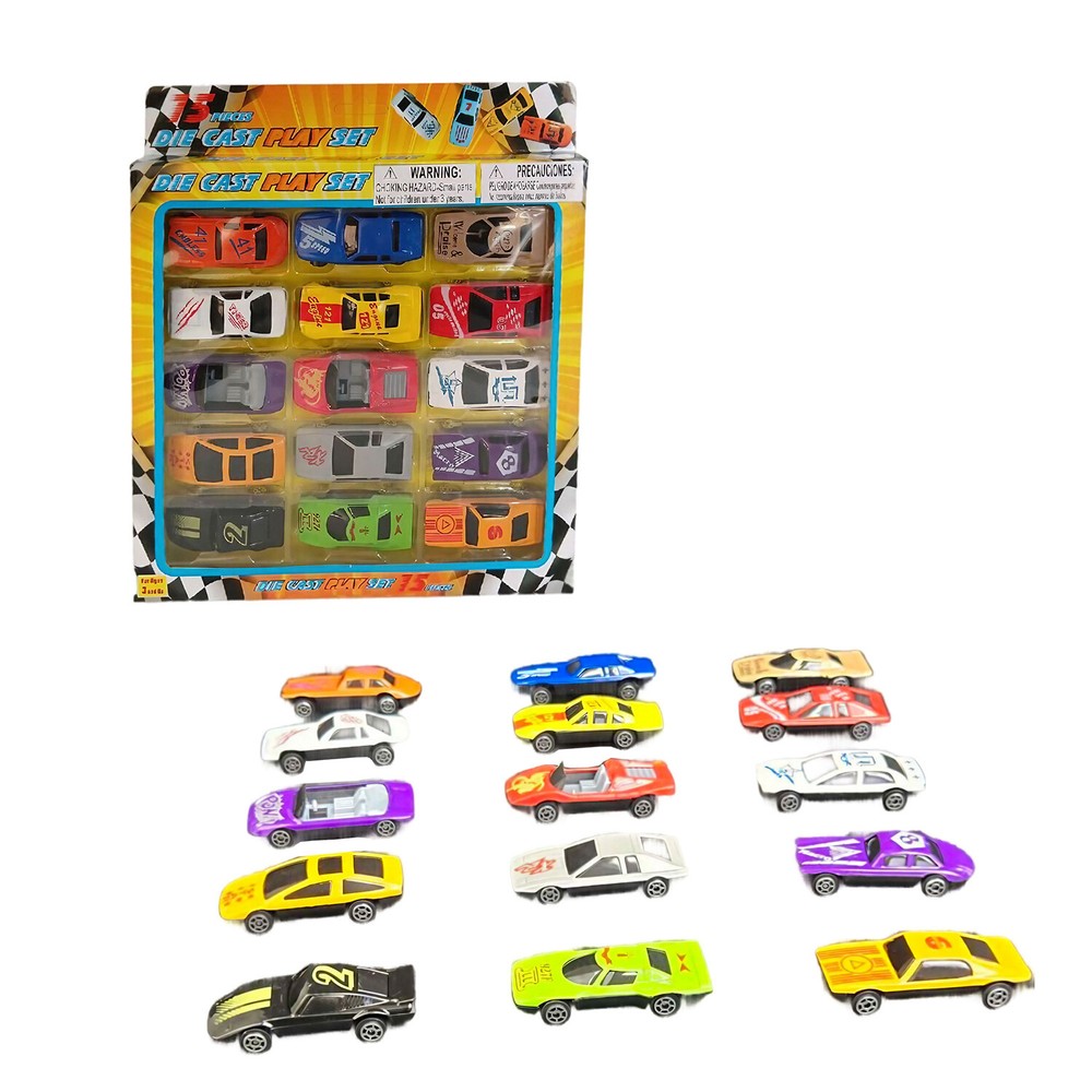 15 PCS Mini Die-Cast Metal Racing Cars Playset Toy Vehicles Kids Toddlers Gift