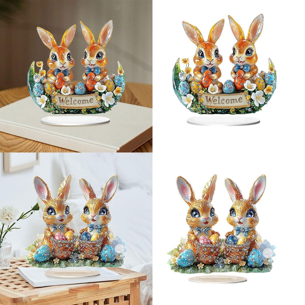 Easter 2D Flat Acrylic Ornament Cute Figurine for Gifts Displaying Festival