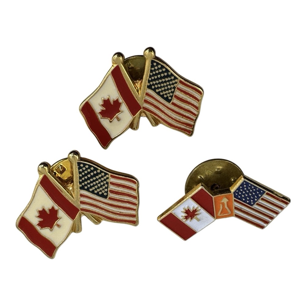 Canada USA Friendship Flag Lapel Pins – Set of 3 Patriotic Collectibles