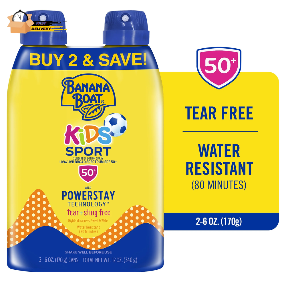 Kids Sport Sunscreen Spray SPF 50 Twin Pack for Active Play