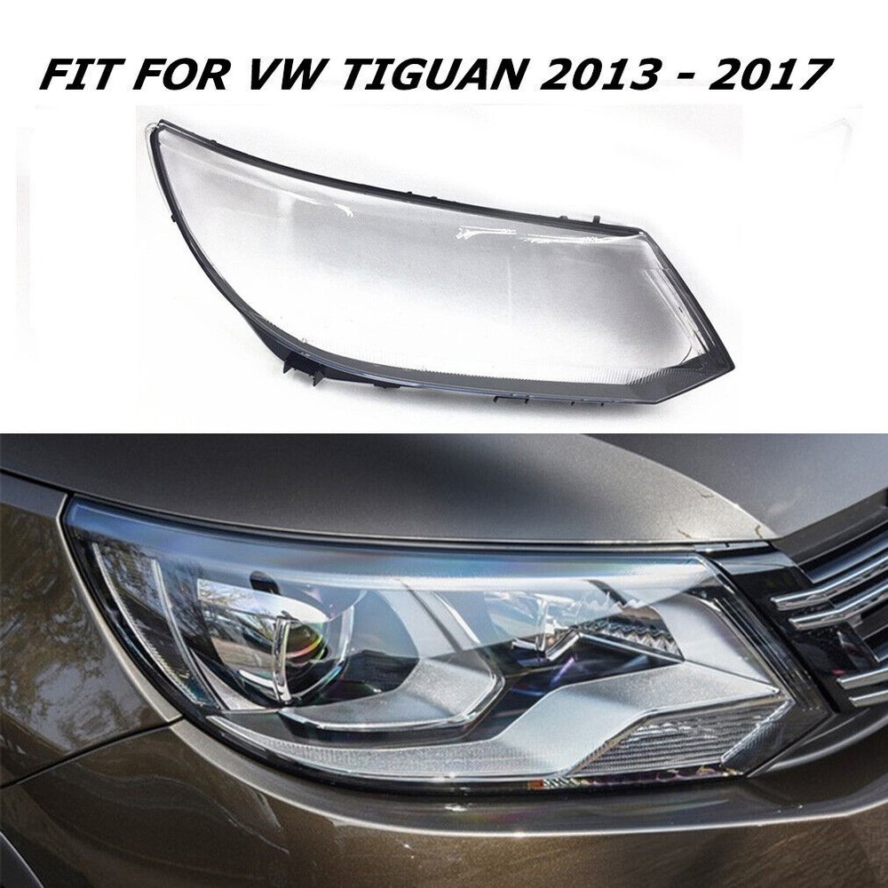 Right Side Fit For VW Tiguan 13-17 Headlamp Lampshade Headlight Lens Transparent