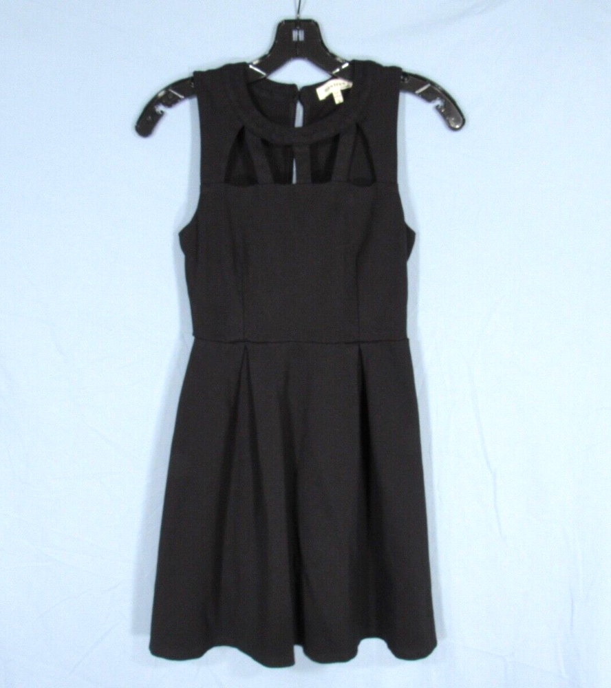 Monteau Black Stretch Ponte Skater Dress with Cut-Out Neckline Size S