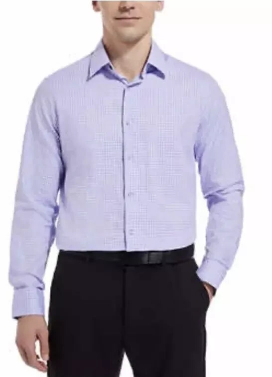 Duchamp London Men's Tailored Fit Cotton Stretch Shirt, Purple, Size 18 XXL