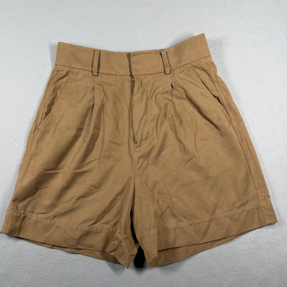Everlane Way High Drape High Rise Pleated Shorts Size 4 Tencel Black