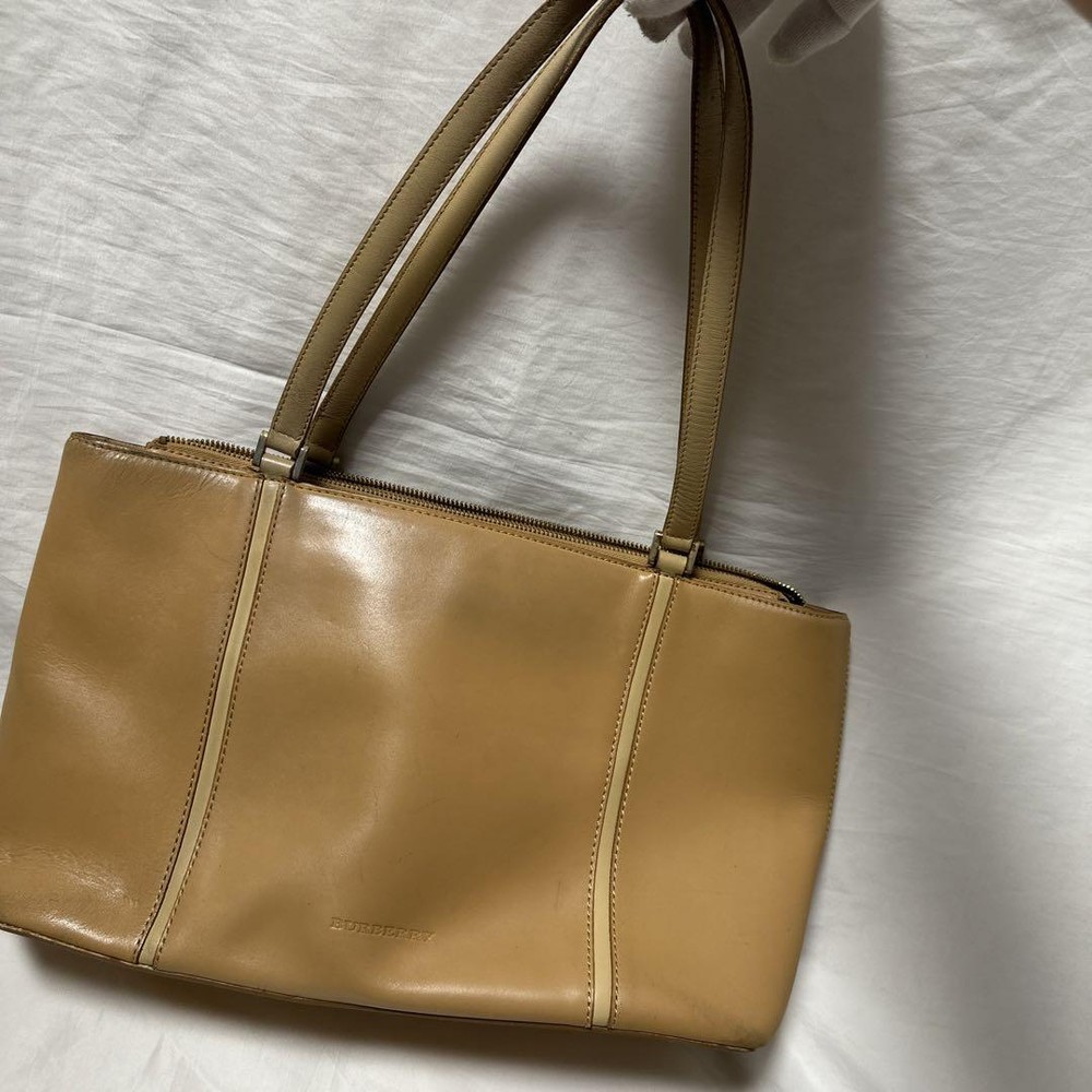 Burberry Shoulder Bag Nova Check Leather Beige Authentic F0809397