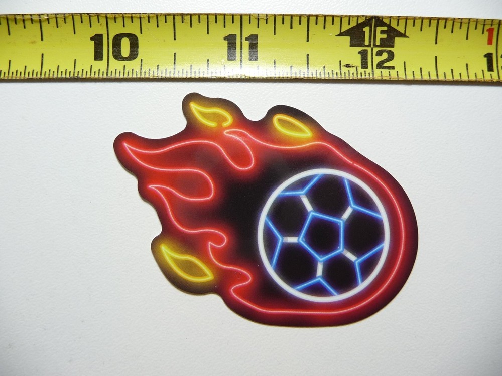 Flaming Neon Soccer Ball Sticker Decal for Scrapbooking Fun