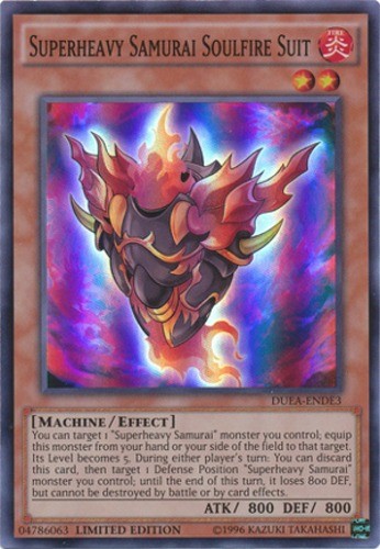 Superheavy Samurai Soulfire Suit DUEA-ENDE3 Super Rare Limited Edition Yugioh Card