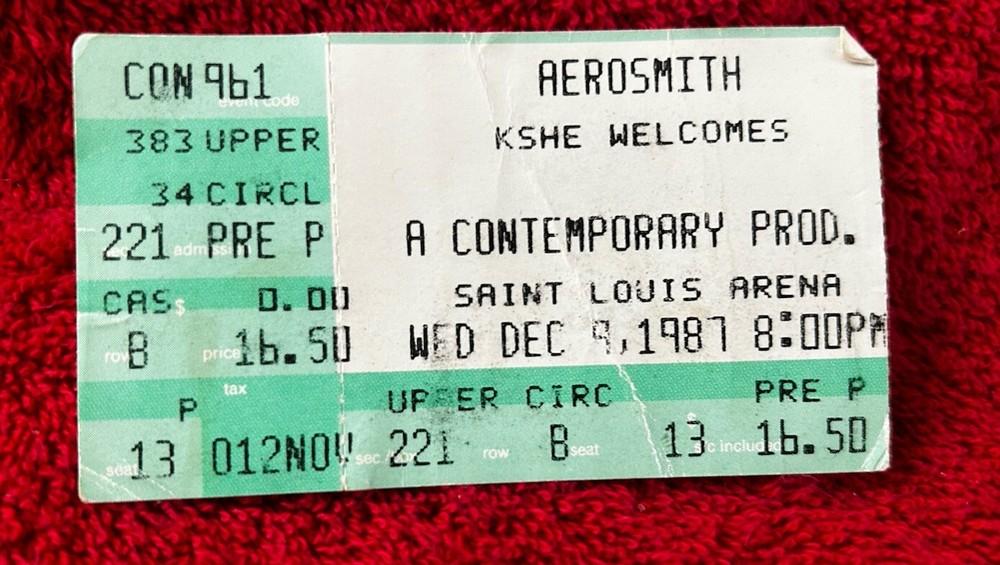 Aerosmith concert Ticket Stub December 2 1987 St Louis Arena MO