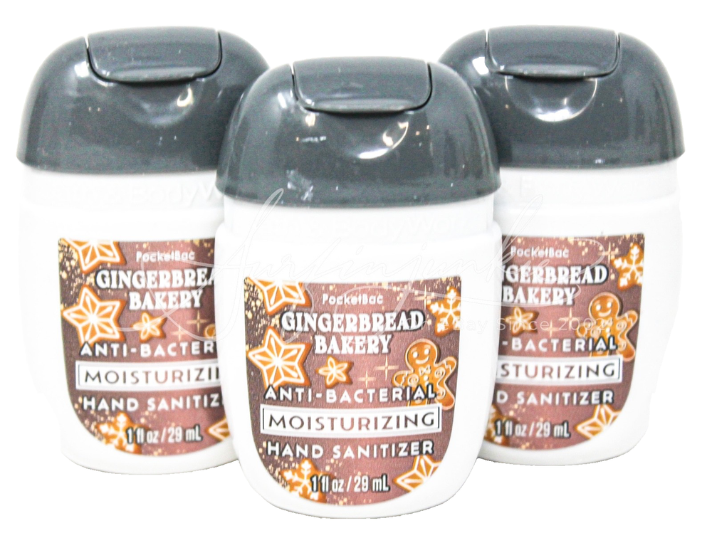 Bath & Body Works Gingerbread Bakery Pocketbac Hand Gel Antibac Moisturizing 3p