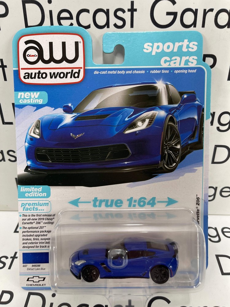 2019 Chevy Corvette Z06 Elkhart Lake Blue 1:64 Diecast Model by Auto World