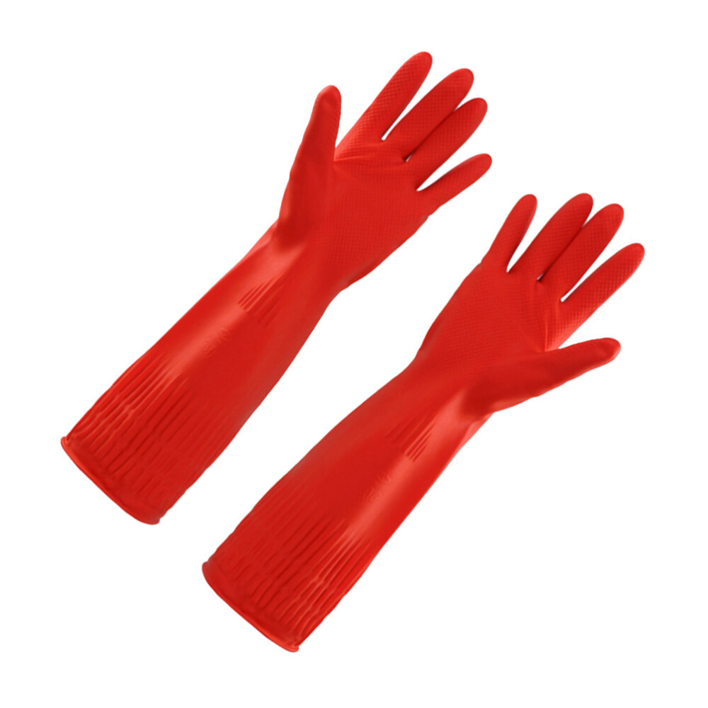 Red Latex Dishwashing Gloves for Scrubbing and Household Cleaning