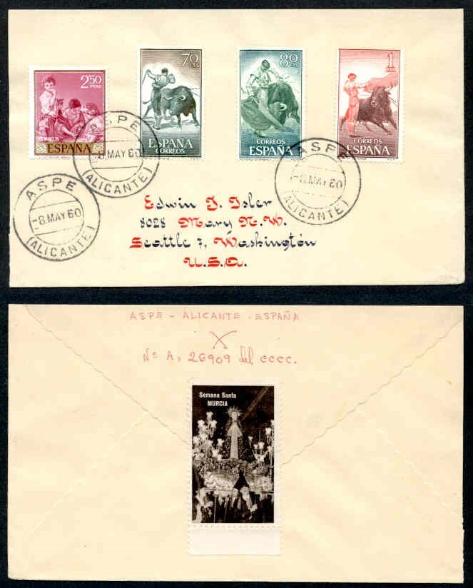 SPAIN 1960 BULL FIGHTERS FDC