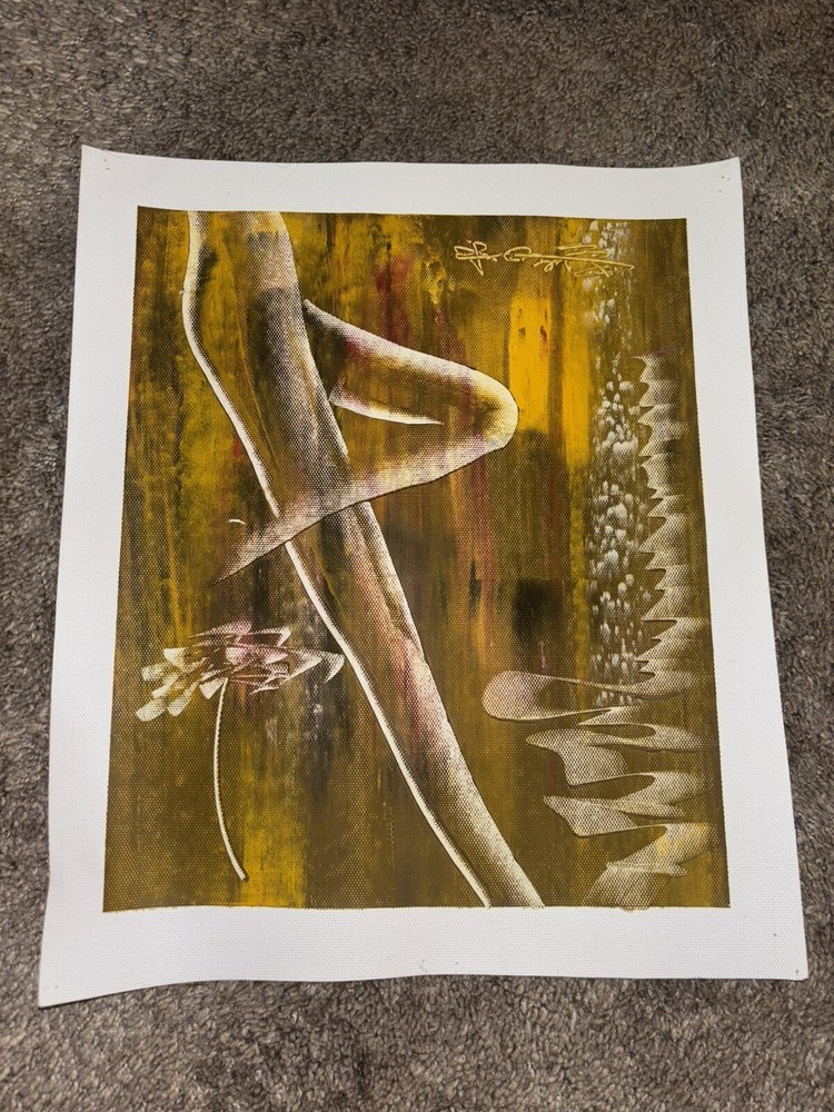 Yellow/Brown Abstract Woman’s Legs Real Oil Painting On Canvas 9”x11”