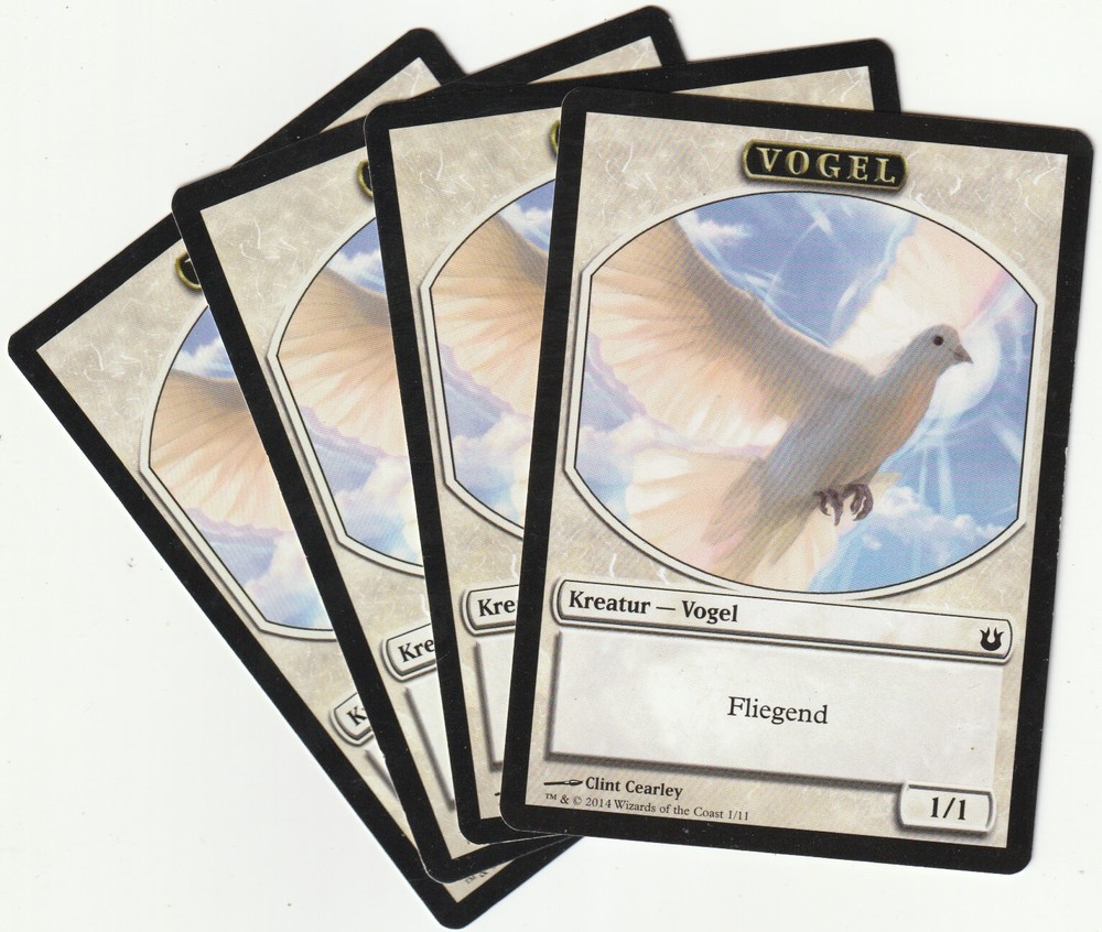 4 MTG Bird Token Set - White Magic the Gathering Creature Tokens Playset