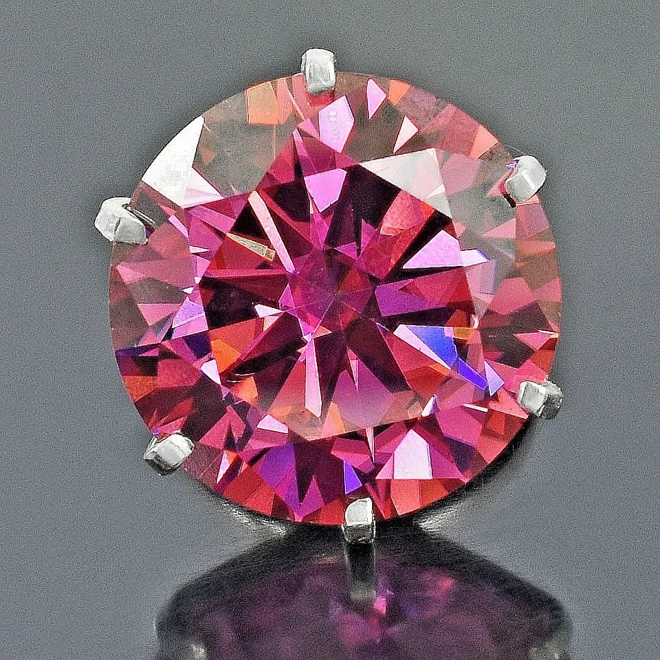 RARE 16.60 Ct Certified Pink Treated Diamond Solitaire Ring In 925 Silver