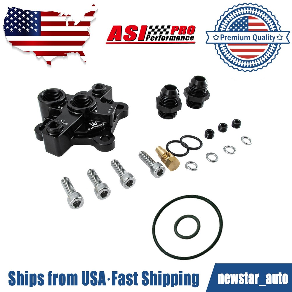 AN10 Oil Filter Block Adapter Kit Fit Nissan GTR Skyline RB20 RB25 RB26 RB30.
