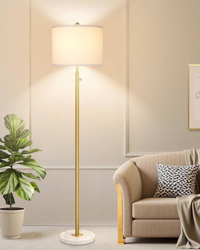 【Upgraded】Dimmable Gold Floor Lamp for Living Room, 11W LED Bulb Included, Mo...