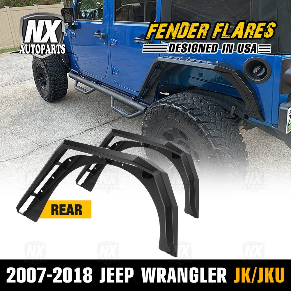 Rear Fender Flares for 2007-2018 Jeep Wrangler JK JKU Offroad Duty Steel 2PC Set