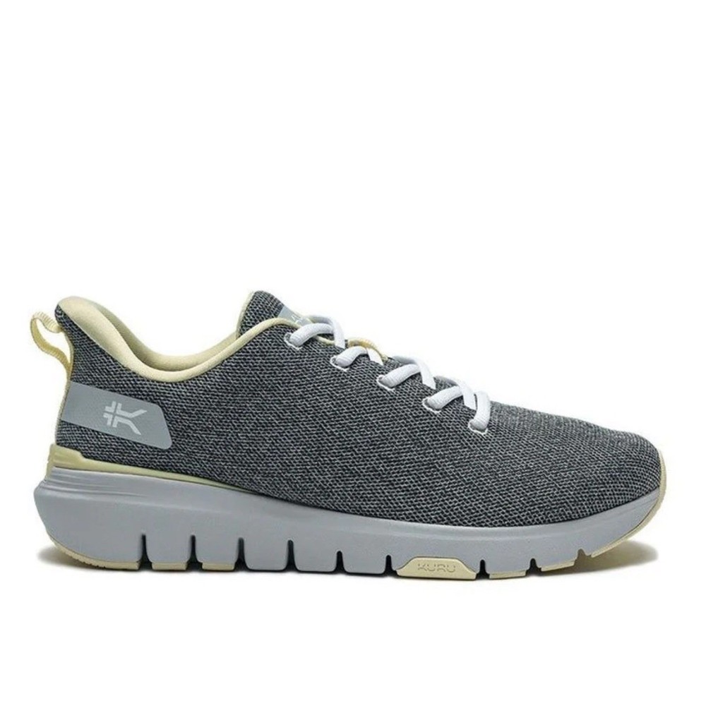 KURU Women's Flex Via Athletic Sneaker Size 9 WIDE Dove Gray / Pale Lime (80583)