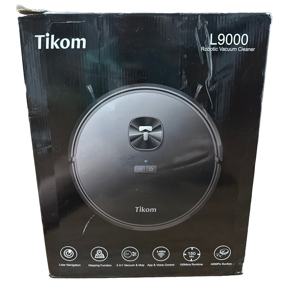 Tikom L9000 Black Cordless Rechargeable Bagless Robotic Vacuum Cleaner Combo