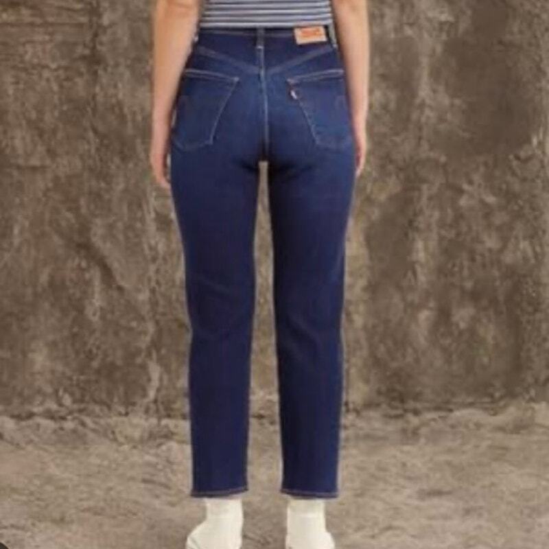 Levis Ribcage Straight Ankle Distressed Button Fly Jeans Dark Wash 26x27 NWT
