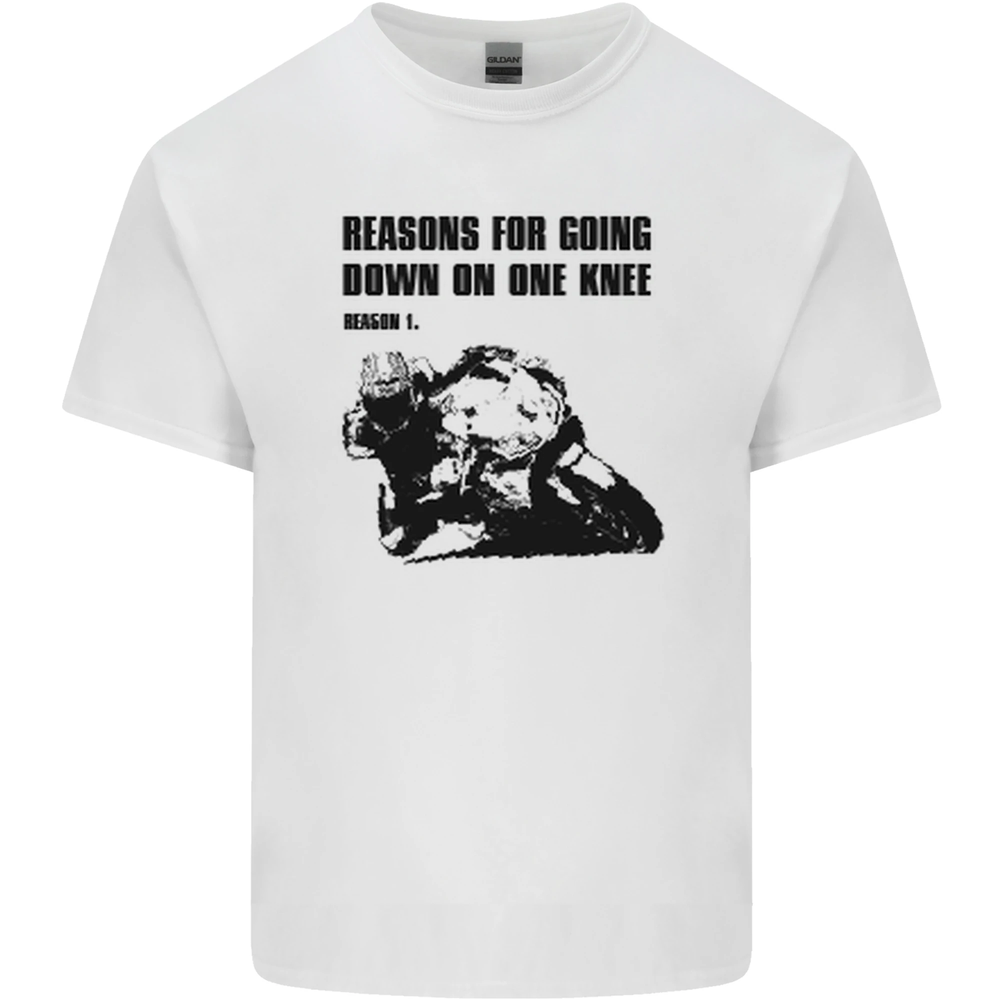 Biker Down on One Knee Motorcycle Motorbike Mens Cotton T-Shirt Tee Top