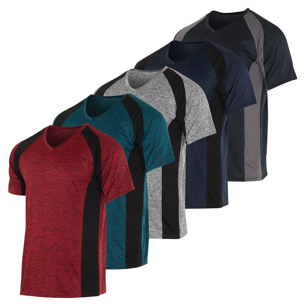Athletic V Neck Tshirt Shirts T-Shirts Men Quick Dry Fit Tops Dri Fit Short S...