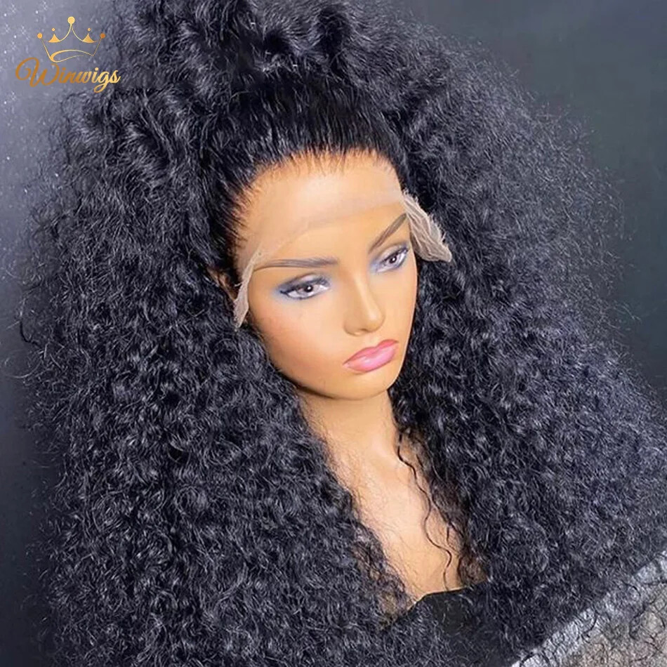 HD Transparent Kinky Curly Brazilian Lace Front Wig For Women