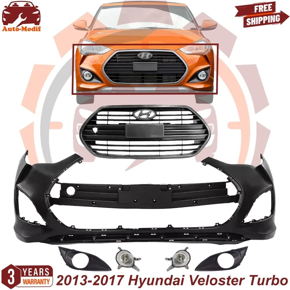 Front Bumper Cover & Grille Assembly Kit For 2013-2017 Hyundai Veloster Turbo