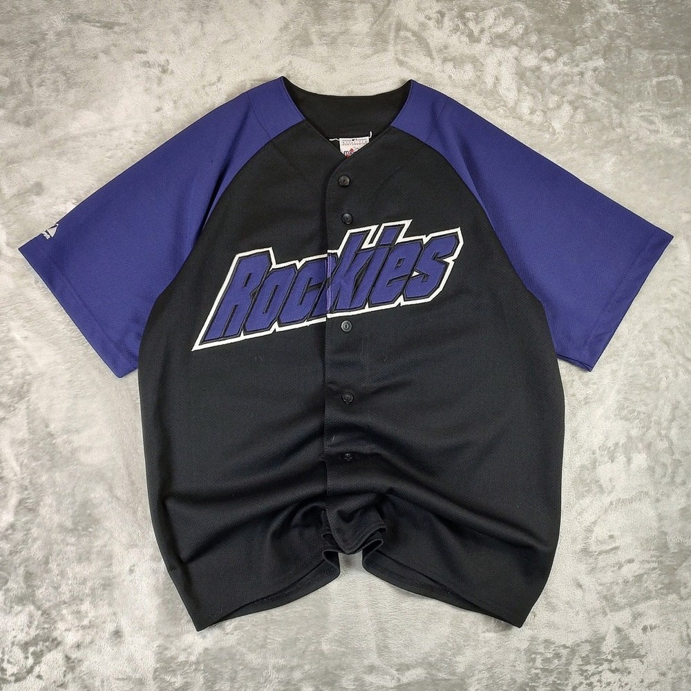 VTG Y2K Majestic Colorado Rockies black/purple streetwear baseball jersey mns XL