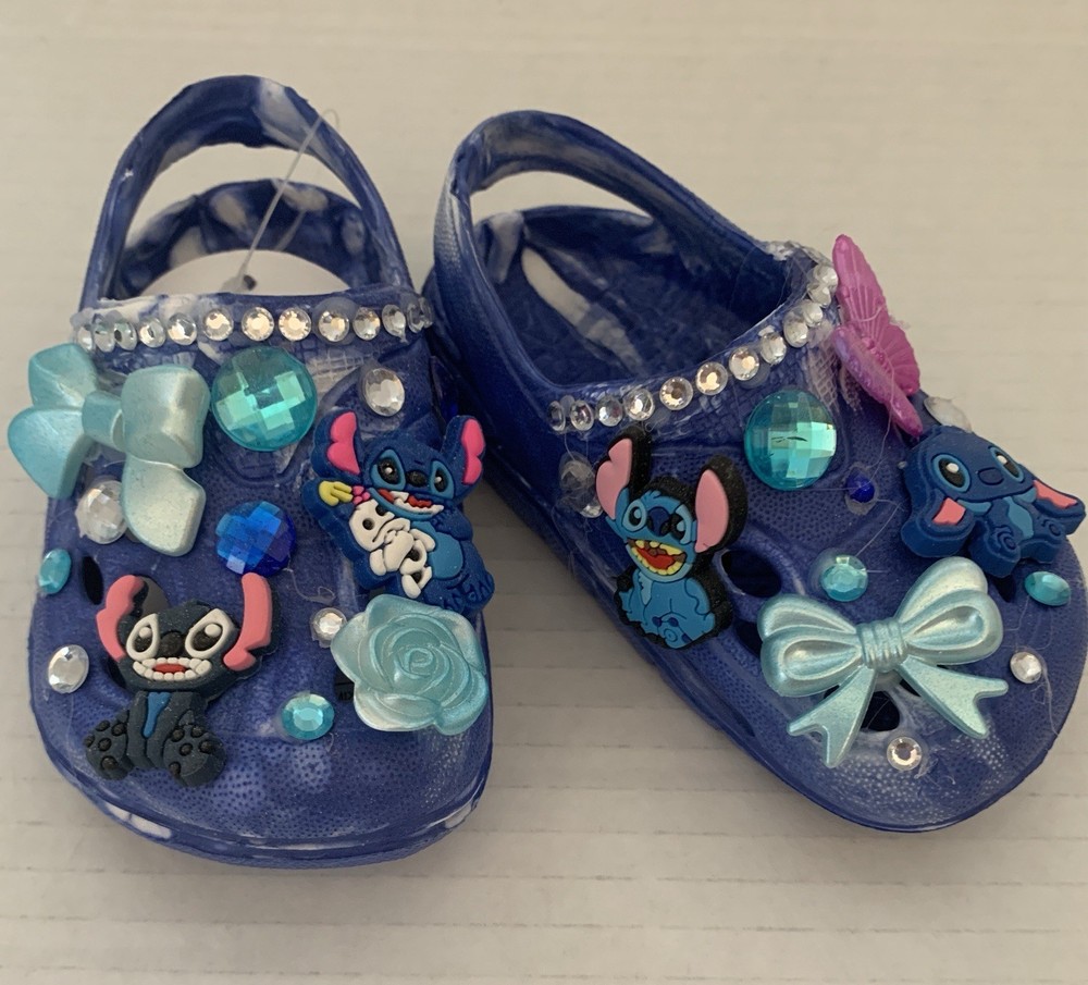 Baby / Toddler Bling Stitch Charm Croc Shoes ( Size 2 )