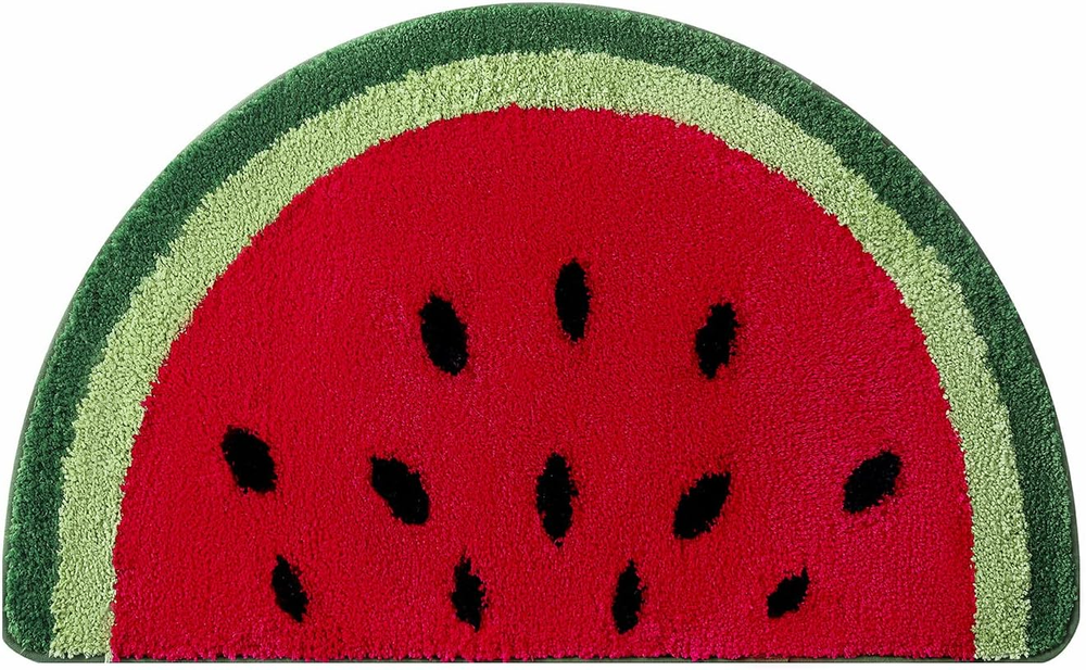 19.7x31.5 Inch Watermelon Shaped Microfiber Bath Rug Non-Slip Half Round Mat