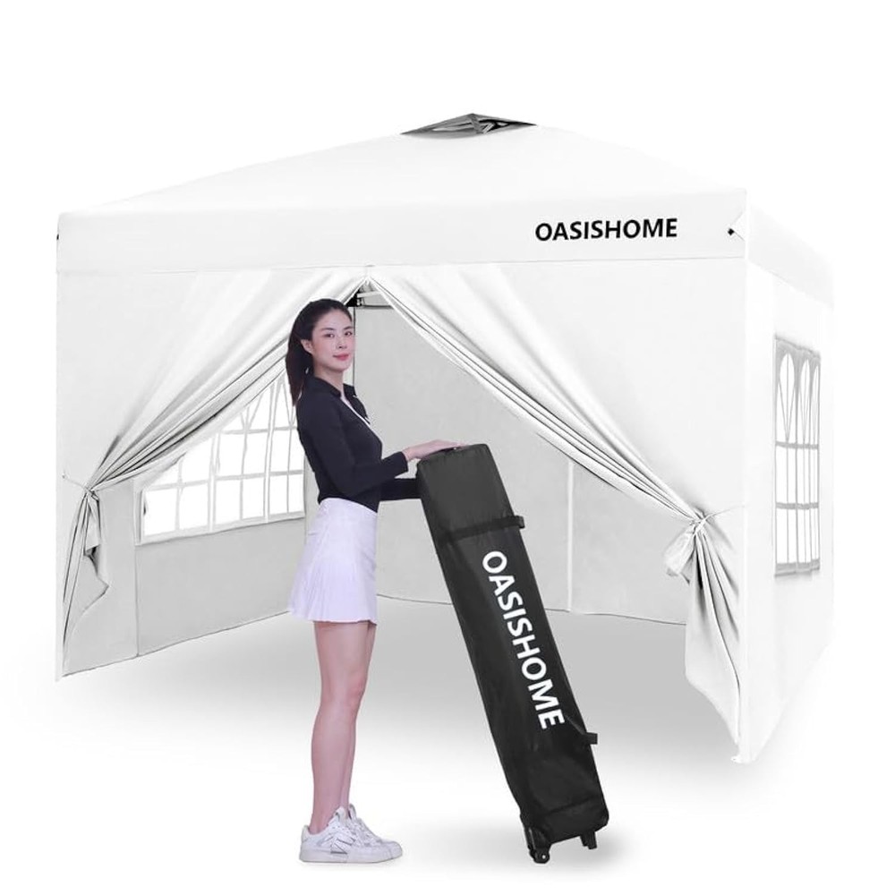 Pop-up Gazebo Instant Portable Canopy Tent 10'x10', with 4 Sidewalls, Windows...